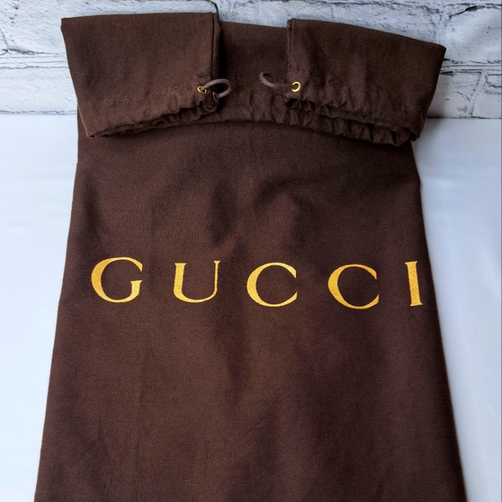'GUCCI' GOLD~LEAF LOGO DUST BAG 21"×21" DOUBLE RIVET